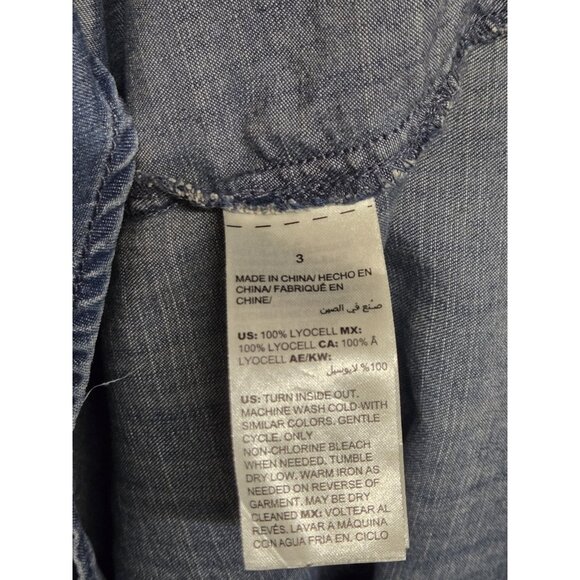 Chicos Womens 16 Shirt Dress Lyocell Chambray Denim Button Front Side Tie - Picture 8 of 9